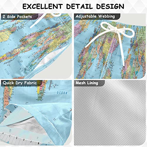 Colored World Map Boys Swim Trunks Toddler Swim Board Shorts Quick Dry Little Boy Swimwear Bathing Suits2
