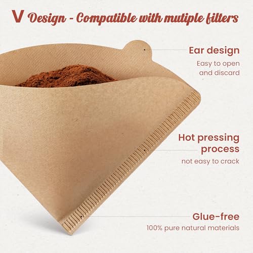 Image of 300Pcs Coffee Filters #2, Disposable Unbleached V60 Coffee Filter 2-4 Cup