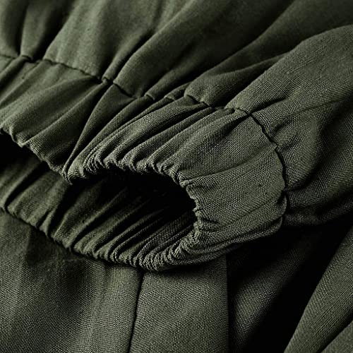 Image of Cotton Linen Capri Pants for Women 2025 Casual Printed Cropped Palazzo Pants Elastic Waist Lounge Baggy Trousers