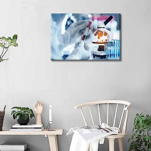 Image of TUMOVO Medical background Poster Wall Art Medical Decor Medical Pictures Bathroom Decor Wall Art 1 Panel Clinical Laboratory Modern Artwork Print on Canvas Framed Ready to Hang (12 inch Wx18 H)