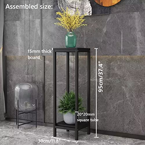 Weenine 37" Tall Metal Plant Stand, 2 Tier Plant Tables Modern Square Corner Flower Plant Display Pedestal Stands Holder For Indoor Outdoor (37"-Black) #TOP2
