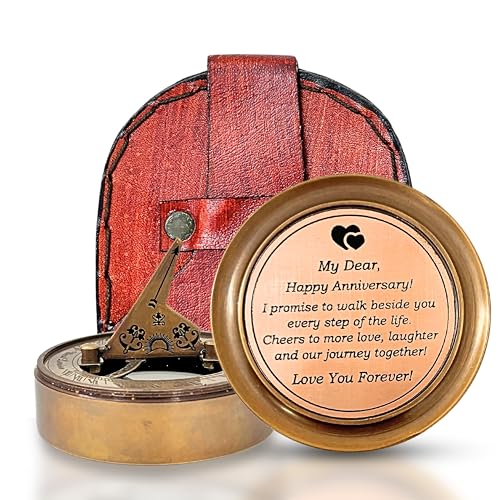 ANTIQUANA Navigate Your Adventures in Style: Vintage Brass Compass Set in Exquisite Leather Case - A Travel Companion and Unforgettable Gift (3 Inch)