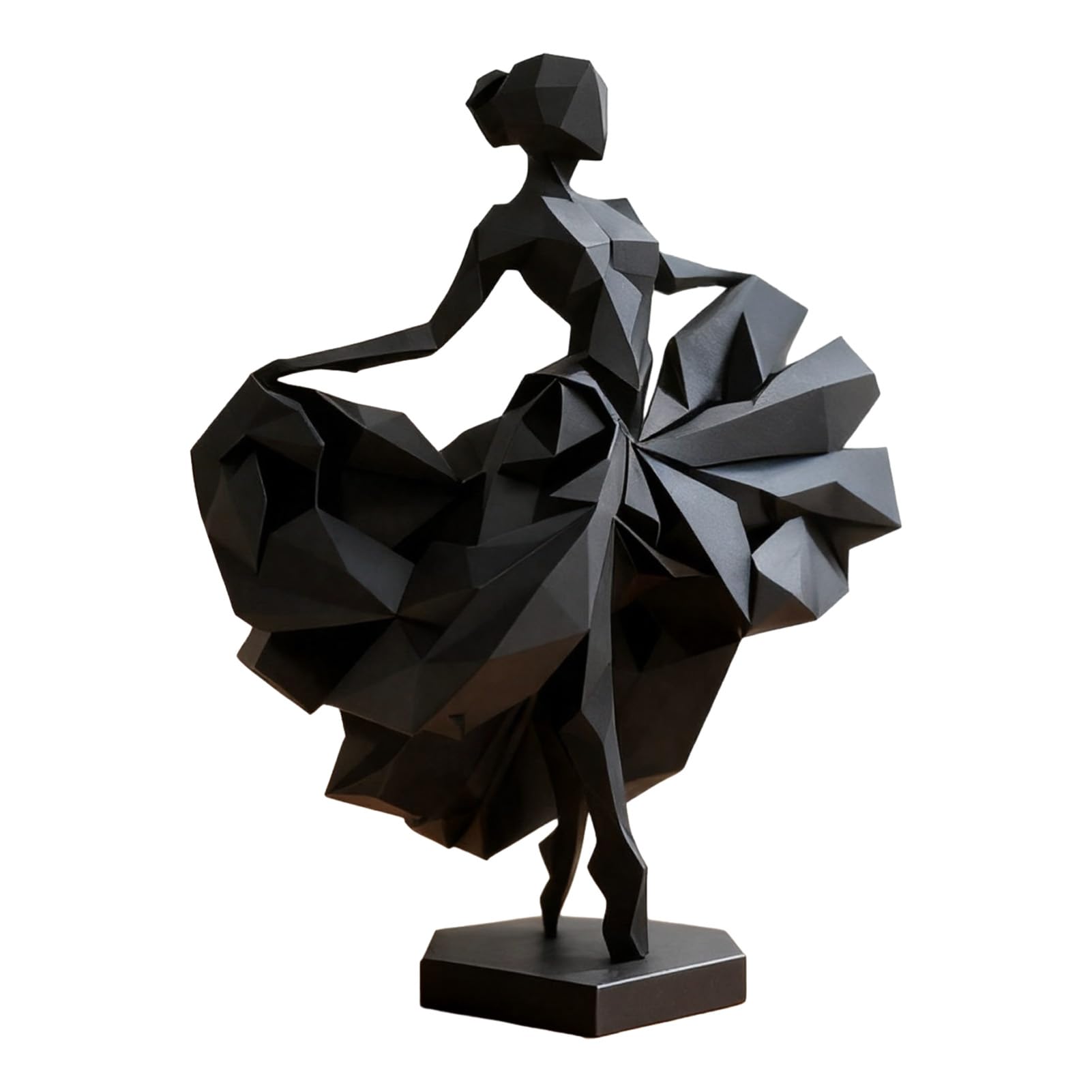 Porceosy Geometric Faceted Dancer Ornament, 3D Printed Black Ballet Craft, Modern Ballerina Table Accent for Home Shelf Decoration Black