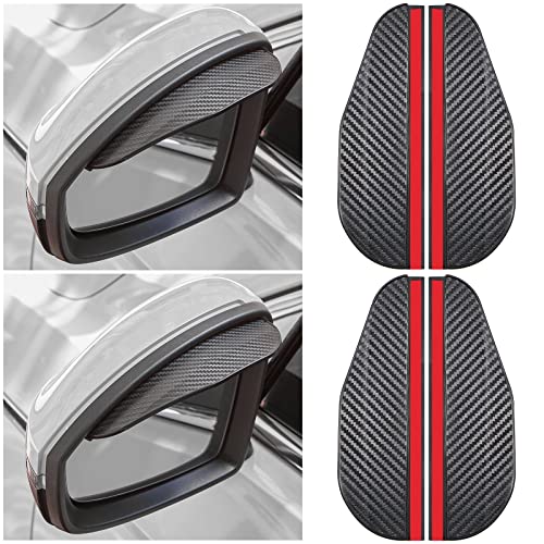 4 Pieces Mirror Rain Visor Eyebrow Car Rear View Mirror Rain Eyebrow Rear View Guard Eyebrow Side Mirror Rain Guard View Mirror Visor Guard for Most Car Truck SUV (Carbon Fiber)
