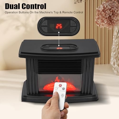 Electric Fireplace Heater, 1000W Mini Smart Portable Fireplace Infrared Fireplace Stove with 3D Flame Effect for Home Office Bedroom, Easy Operate - Image 6