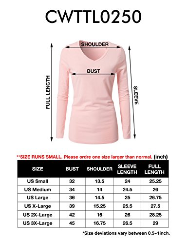 H2H Women Basic Fitted Soft Lightweight Long Sleeve Deep V Neck T Shirt Tee Charcoal US L/Asia L (CWTTL0250)