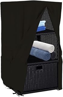 Outdoor Valet Pool Towel Rack Cover Waterproof Heavy Duty 24 Inch Patio Towel Valet Cover for 66 Gallons Rattan Wicker Towel Valet (Cover Only)