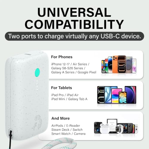 Image of Nimble Champ Portable Charger, 10000mAh Power Bank Fast Charging, 20W Dual USB-C Battery Pack with Cable, Travel Essential Power Bank for iPhone Galaxy Tablet iPad MacBook