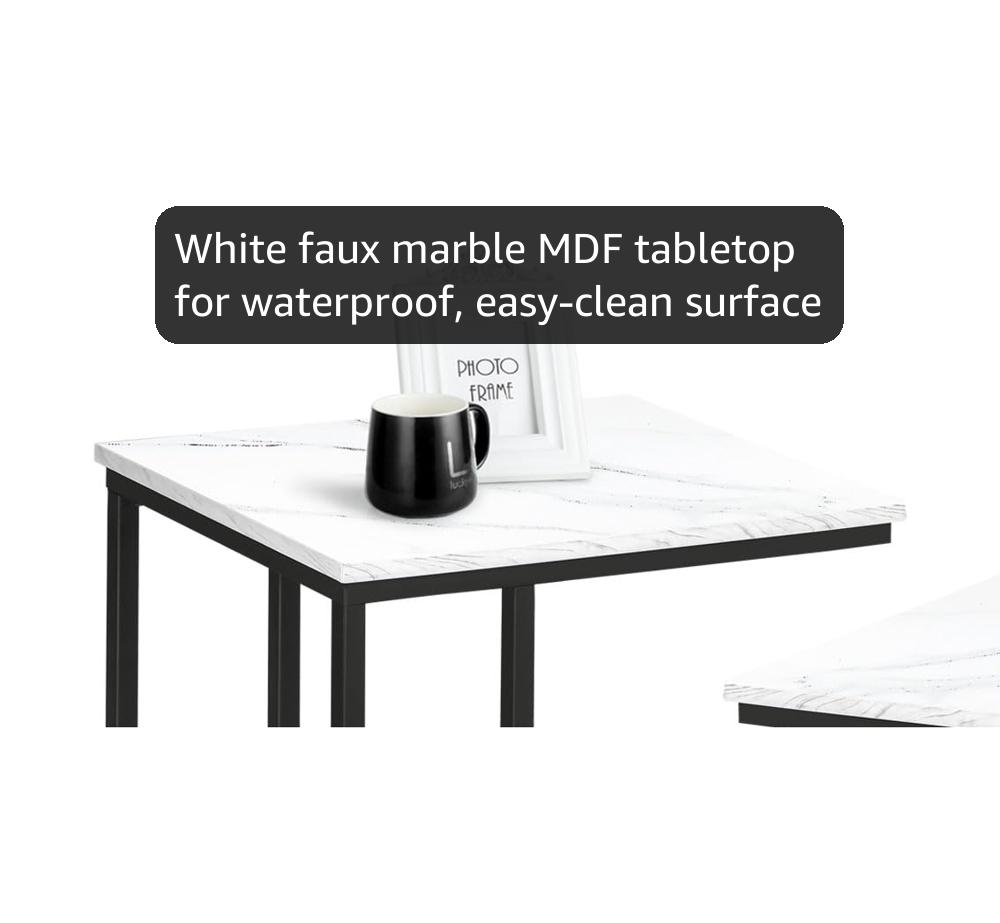 Amazon.com: C Shaped Side Table Set of 2, Marble End Table for