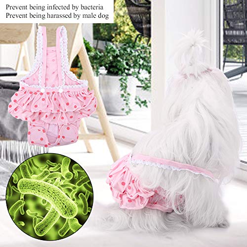 Image of Dog Diaper Sanitary Pants, Reusable Puppy Adjustable Suspenders Briefs Doggie Menstrual Physiological Pants Washable Underwear Jumpsuits for Small Female Pets in Period Heat Incontinence(S-Pink)