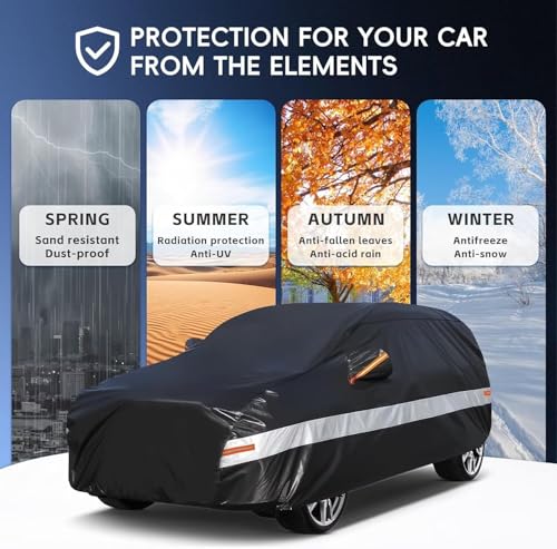 Holthly 10 Layers SUV Car Cover Custom Fit for Ford Explorer (2002-2025), Waterproof All Weather for Automobiles, Outdoor Full Cover Sun Dust Rain Protection with Cotton. Black by Holthly - Image 5