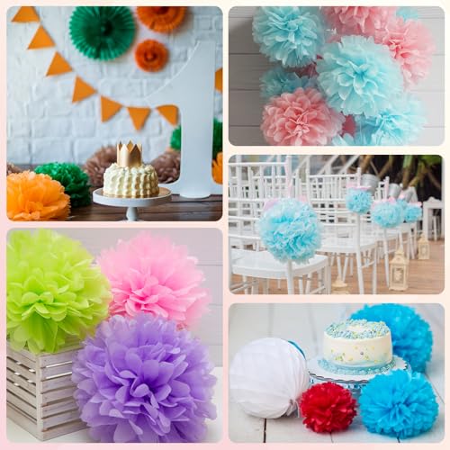 Pompons en papier de soie de 30,5 cm PATIKIL vert clair pour mariage