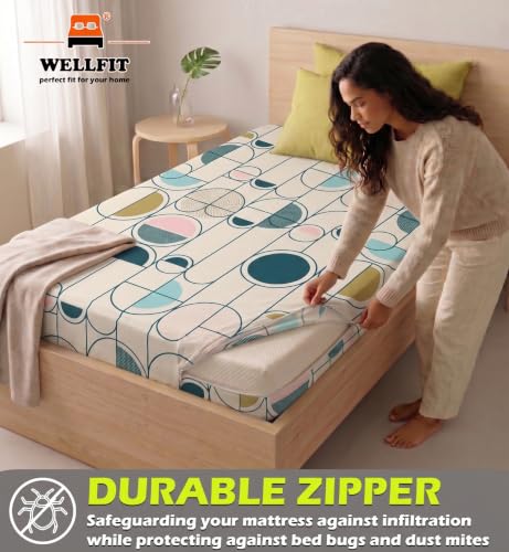 Image of WELLFIT Premium Glace Cotton 300 TC Mattress Cover /Protector for Single Size Bed with Zip /Chain /3x6 ft / 36x72x6 inch