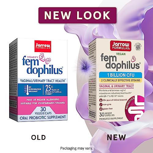 Jarrow Formulas Fem-Dophilus Probiotics 1 Billion Cfu With 2 Clinically Effective Strains, Dietary Supplement For Vaginal And Urinary Tract Support, 30 Veggie Capsules, 30 Day Supply #TOP1