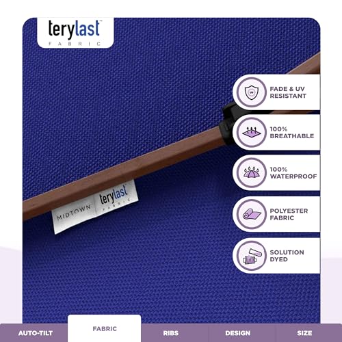 Image of Midtown Umbrellas Wooden 2-8 Ft Patio Umbrella, Midnight Canopy