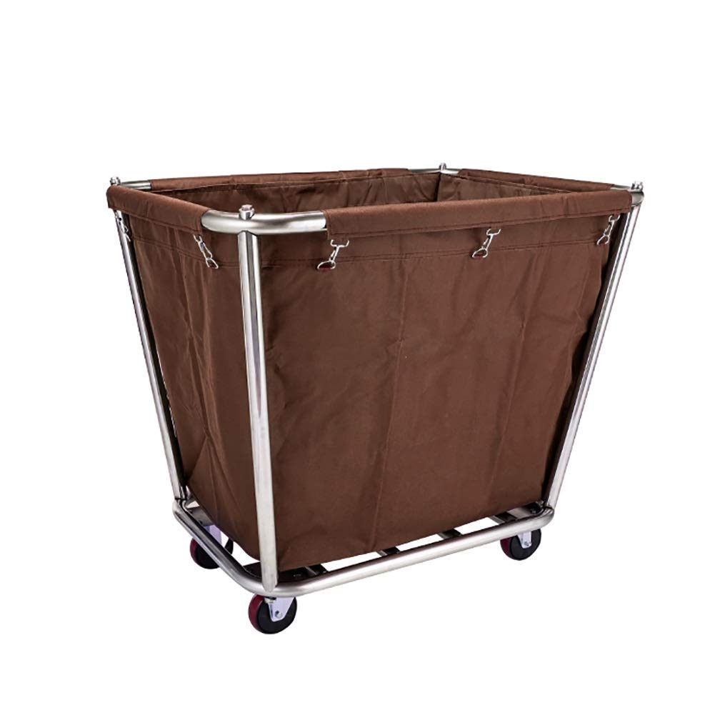 Chariot de Recyclage Multifonction Portable pour véhicules de Recyclage, Chariot de tri de Linge Commercial Robuste avec Sacs Amovibles, Cadre en Acier Inoxydable et Tissu Oxford, Couleur café
