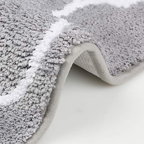 Homcomodar Bath Mats Microfiber Non-slip Bath Rugs for Bathroom 17.72 x 47.24(Grey)