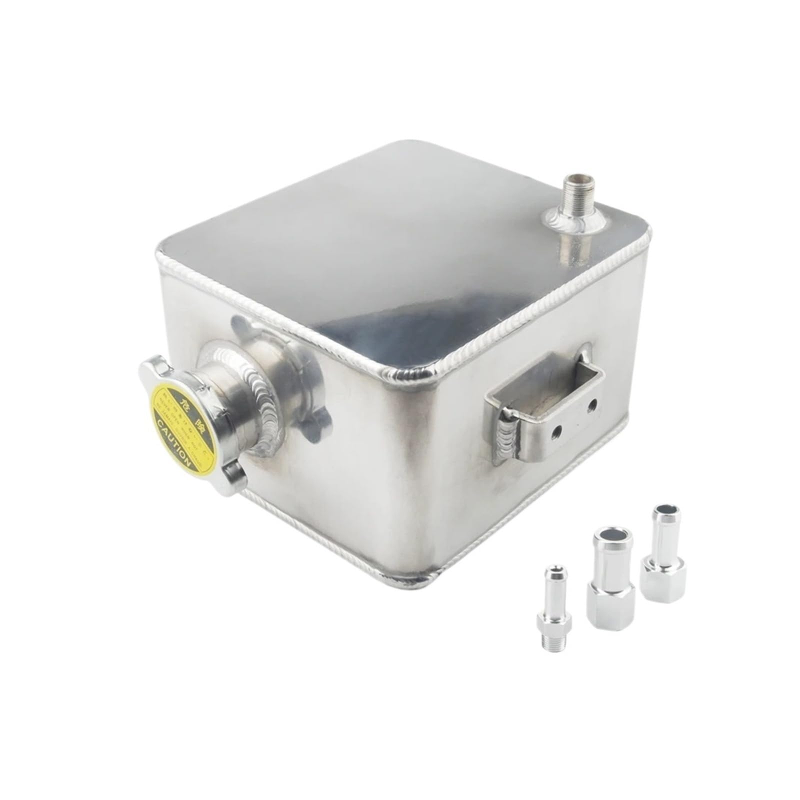 Kit De Réservoir D'eau Débordement Liquide Refroidissement, 2l Litres, Noir, Argent Poli, À Expansion Bouchon Vase De Liquide De Refroidissement