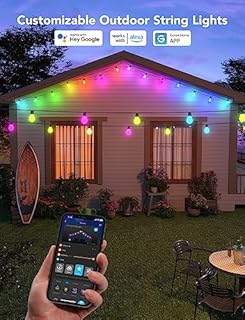 Govee Smart Outdoor String Lights H7021, RGBIC Warm White 96ft (2 Ropes of 48ft) LED Bulbs for Outdoor Decorations, WiFi Patio Lights Work with Alexa, Google, APP Control, IP65 Waterproof