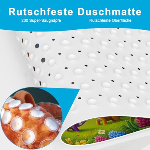 XIYUNTE Badewannenmatte rutschfest Kinder - 100x40 cm Antirutschmatte für Badewanne und Dusche, schimmelresistente Badematte für Baby und Kinder, 100% BPA Frei & Maschinenwaschbar, Dinosaurier