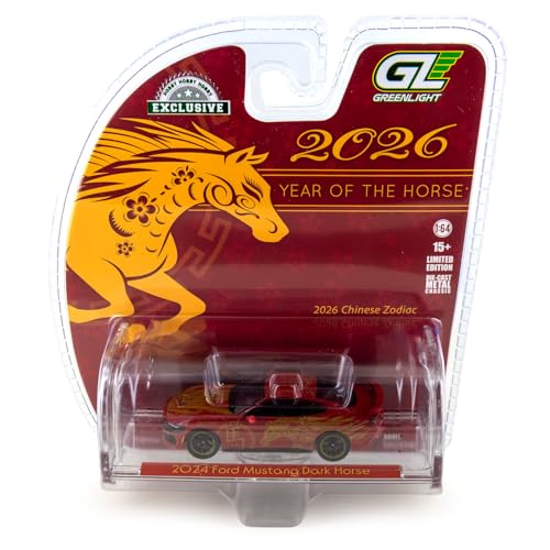 Greenlight 1:64 Scale 2024 Ford Mustang Dark Horse 2026 Year of the Horse Chinese Zodiac Limited Edition Die-Cast