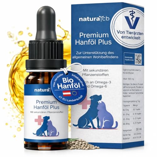 Hanföl für Hunde & Katzen 𝟏𝟎𝟎𝟎𝐦𝐠 – natürliches Beruhigungsmittel aus Hanfsamen – unterstützt Entspannung, Fellpflege & Wohlbefinden