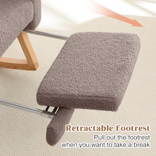 Image of HCHAIRH Rocking Chair Nursery with Foot Rest, Nursing Rocking Chairs for Mom Nursery, Teddy Rocker Glider with High Backrest for Living Room, Bedroom, Coffee