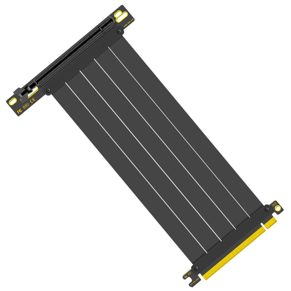 LDPCSJ PCIe 4.0 X16 Riser Cable, Cable Length 200mm, 90 Degree Right Angle Shielded High Speed GPU Extension Cable Compatible with Gen 4 GPUs, Such as RTX4090 RTX3060 RX7900 (PCI-E-4.0-Black)