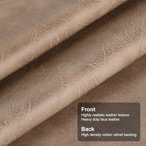 Faux Leather Fabric, Soft Synthetic PU Fabric Material, Thick Durable Synthetic Repholstery Leather Vinyl, Soft Touch Distressed DIY Crafts, Upholstery - Individual 1 Yards Cut 36" x 54"- Mushroom by TeeLiy - Used condition - Image 3