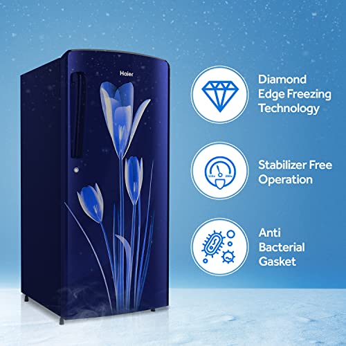 Image of Haier 182 L 2 Star Direct Cool Single Door Refrigerator Appliance, Diamond Edge Freezing Technology (HED-18BML-E, Marine Lily, 2022 Model)