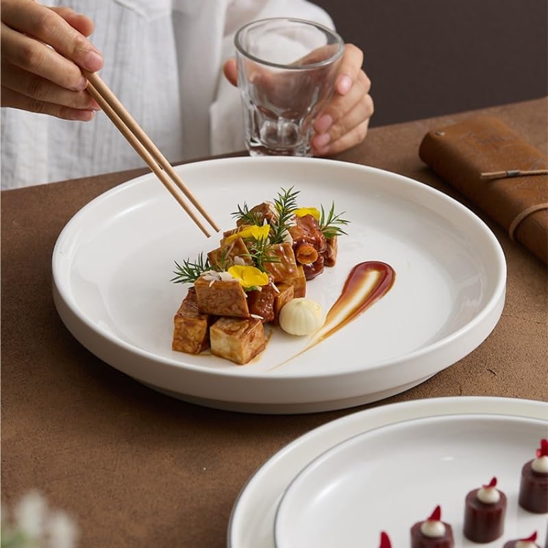 Suppenteller aus leichter Luxus-Keramik, ästhetisches Geschirr für zu Hause, elegante Servierplatte für Nudeln und tägliche Mahlzeiten Salatschüssel für die Küche