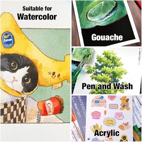 Image of Non-Warping 100% Cotton Watercolor Paper Block - 20 Sheets of 160lb /350gsm Cold Press Water Color Art Supplies for Wet, Dry, and Mixed Media Painting, for Watercolor, Gouache, Acrylic (7 x 5'')