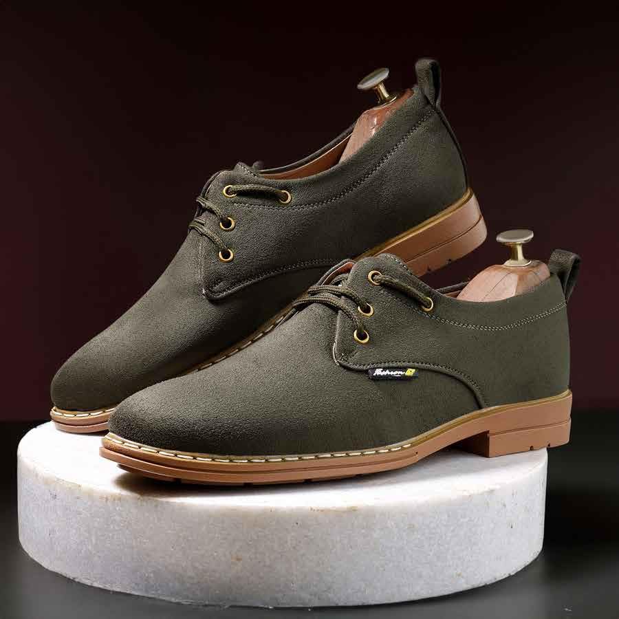 Image of WUGATTI Men's Suede Leather Lace-Up Casual Shoes Oxfords Walking, Office Comfortable and Classy Sneakers with Extra Comfort