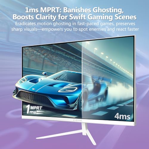 Image of Z-Edge 24 inch 240Hz 165Hz Gaming Monitor, FHD 1080p, MPRT 1ms, IPS Monitor Gaming, 350nits, 16.7M Colors, 99% sRGB, UG24PJ Frameless Bezel, DP x1, HDMI x1(White)