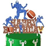 Football Party Cake Topper Football Happy Birthday Cake Pick Football Player Birthday Party Decoration Football Birthday Cake Decoration for Rugby Ball Themed Baby Shower Supplies