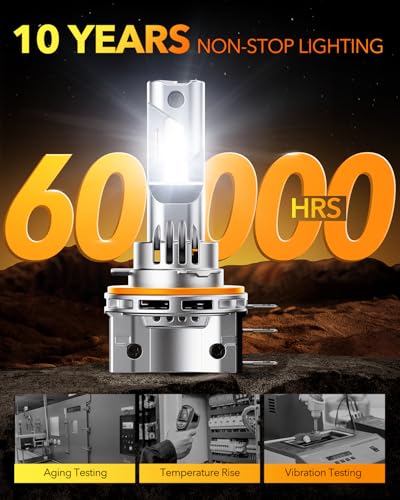 Image of OXILAM H15 DRL LED Bulbs, 1100% Brighter 6500K Cool White, 1:1 Mini Size, CANbus Ready No Flicker, IP68 Waterproof, Plug and Play, Pack of 2