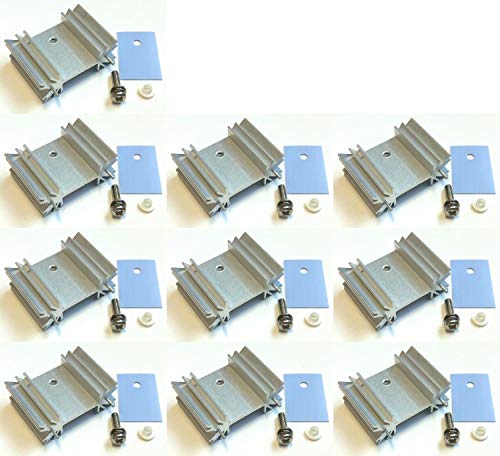 Easycargo 10pcs tono plateado TO-220 disipador de calor + aislamiento/montaje kit para enfriar LM78XX regulador de voltaje, MOSFET Transistor 25x34x12mm Cover