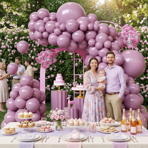Image of Dusty Purple Balloons Arch Kit,130pcs Lavender Latex Balloon Garland
