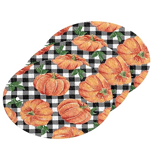 Image of Autumn Pumpkins Black White Gingham Kitchen Sponges Fall Maples Buffalo Plaid Cleaning Dish Sponges Non-Scratch Scrubber Sponge for Kitchen Bathroom Cars, pack of 3