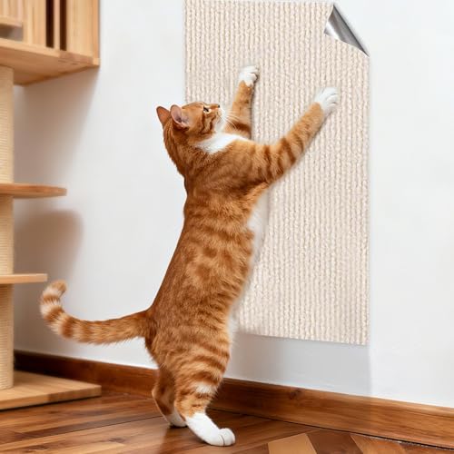 Voarge Kratzmatte Selbstklebend, Katze Kratzbrett Kratzwand DIY Kratzteppich, für Möbel Kratzteppich Couch Schutz,100 * 30cm
