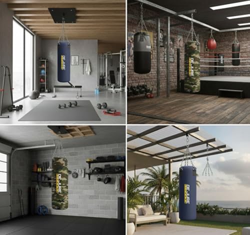 Image of De Jure Fitness Heavy Duty 4 Ft Punching Bag with Rust-Proof Stainless Steel Hanging Chain | Durable Polyester Fabric | Comfortable Recycled Filling | Boxing MMA, Kickboxing - Red, 4 Ft