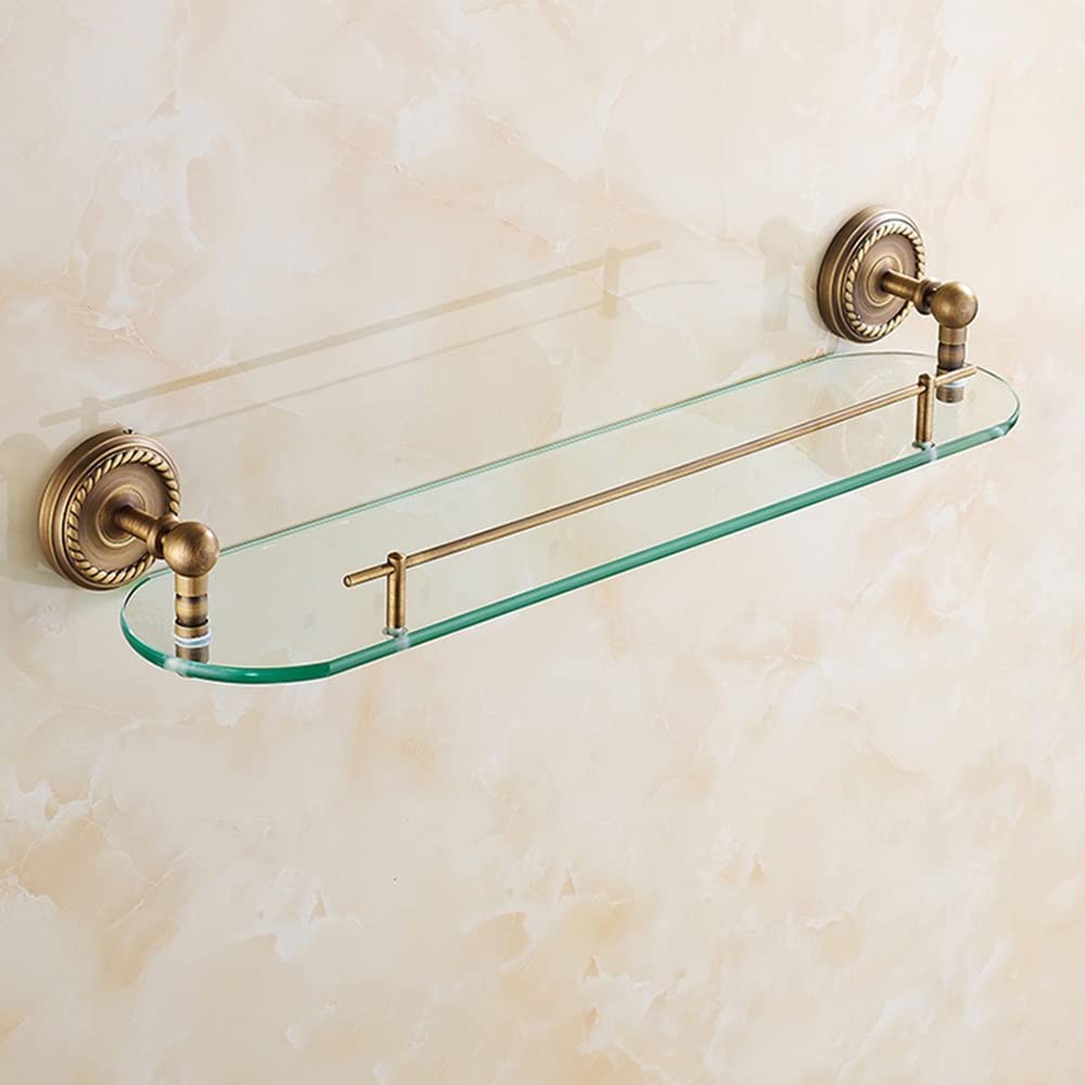 NPQPNAFC Bathroom Shelf Shower Caddy Copper Antique Towel Hook Washing Shampoo Glass Storage Wall Mounted Kitchen Shelvesng Compact