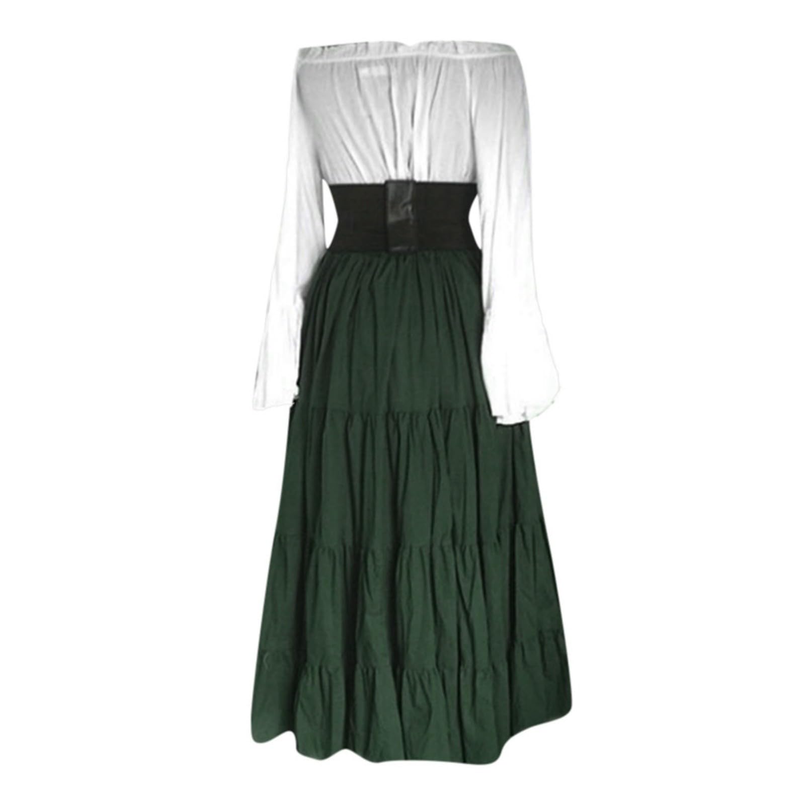 Traje de verano con corsé y cinturón, falda medieval para Halloween, elegante e informal