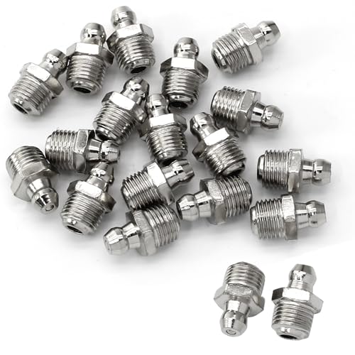LDEXIN 20pcs M10 Straight Hydraulic Grease Fitting Assortment Kit Zerk Fitting Nipple Nozzle 10mm x 1mm Male Thread