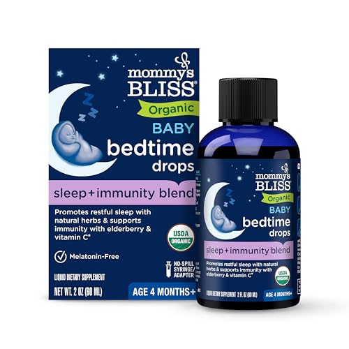 Image of Mommy's Bliss Organic Baby Bedtime Drops + Overnight Immunity Support*, Promotes Restful Night, Melatonin Free, Age 4 Month+, 2 Fl Oz