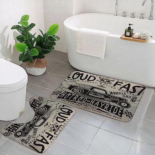 Küchenteppiche rutschfeste Küchenmatten,2-teiliges Set, Oldtimer Truck Hotrods Auto Old School...