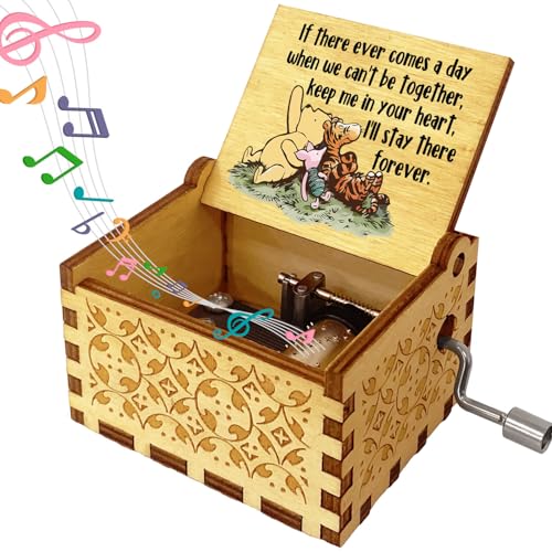 QZCYU Winnie The Cute Bear Music Box - Wooden Musical Box Friendship Sister Gift for Sisters - Pooh Music Box Friend Gift for Sister