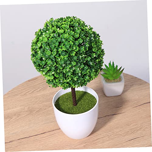 VICASKY 4Pcs Artificial Boxwood Topiary Tree Ball Tree Set, Decorative Faux Greenery Topiary Ball in Planter Pots Indoor Outdoor Home Desk Office Decor