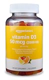 Amazon Basics Vitamin D3 2000 IU Gummies, Orange, Lemon & Strawberry, 160 Count (2 per Serving) (Previously Solimo)