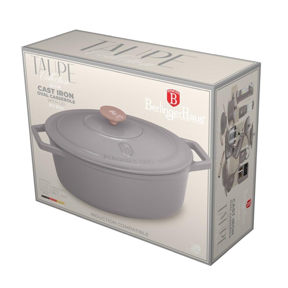 Berlinger Haus Żeliwna forma do pieczenia z pokrywką 30 cm Taupe Collection BH-6541